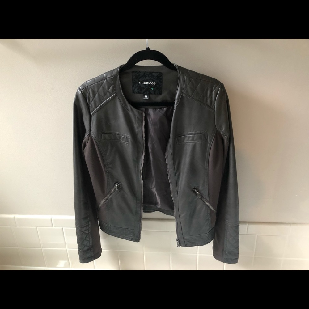 Maurices medium faux gray leather jacket.
